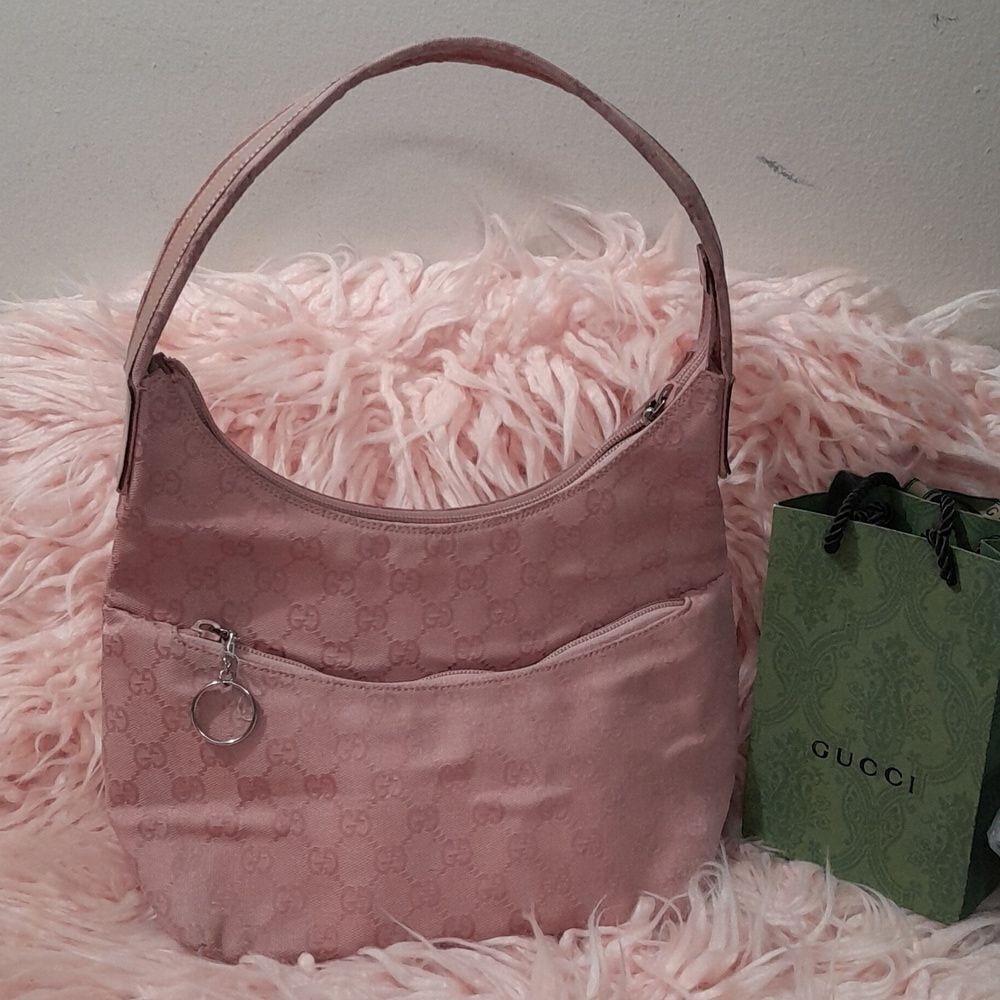 AUTHENTIC VINTAGE GUCCI PINK MONOGRAM CANVAS TOM FORD ERA SHOULDER BAG